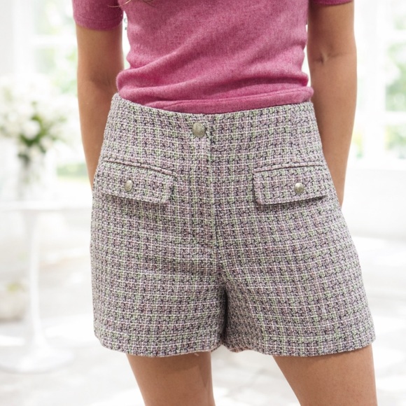 LOFT Pants - LOFT Purple Tweed High Waist Shorts Size 2 NEW NWT Preppy Old Money